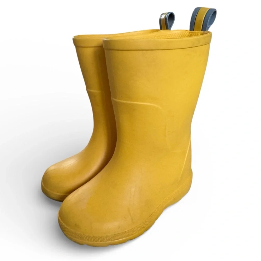 Totes Kids Waterproof Rubber Rain Boots Pull-On Outdoor Mustard Yellow Youth 5–6